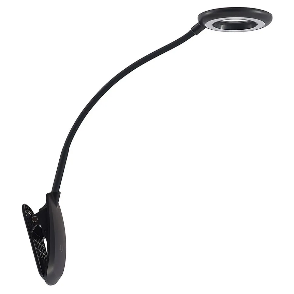 Prios LED-klemmelygte Harumi, sort, genopladeligt batteri, USB, 51 cm