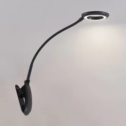 Prios LED-klemmelygte Harumi, sort, genopladeligt batteri, USB, 51 cm