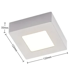 Prios LED-loftlampe Alette, sølv, 12,2 cm, dæmpbar