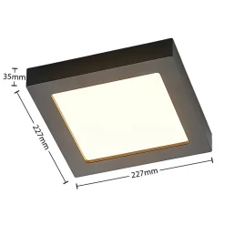 Prios LED-loftlampe Alette, sort, 24 W, CCT, dæmpbar