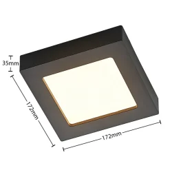 Prios LED-loftlampe Alette, sort, 12 W, CCT, dæmpbar