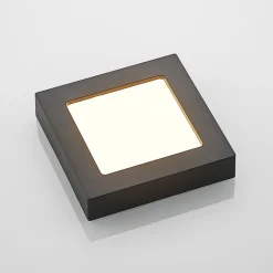 Prios LED-loftlampe Alette, sort, 12 W, CCT, dæmpbar