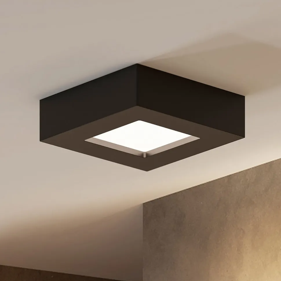 Prios LED-loftlampe Alette, sort, 6 W, CCT, dæmpbar