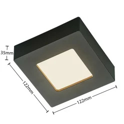 Prios LED-loftlampe Alette, sort, 6 W, CCT, dæmpbar