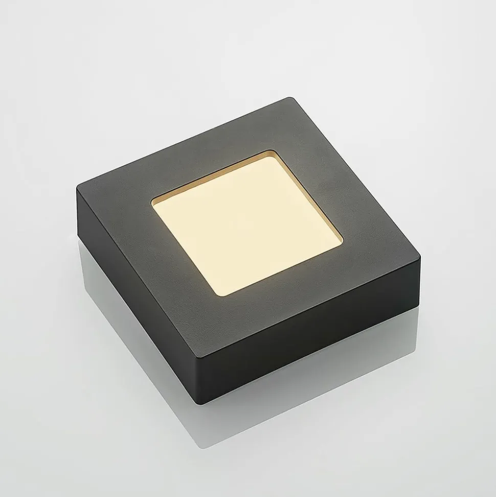 Prios LED-loftlampe Alette, sort, 6 W, CCT, dæmpbar