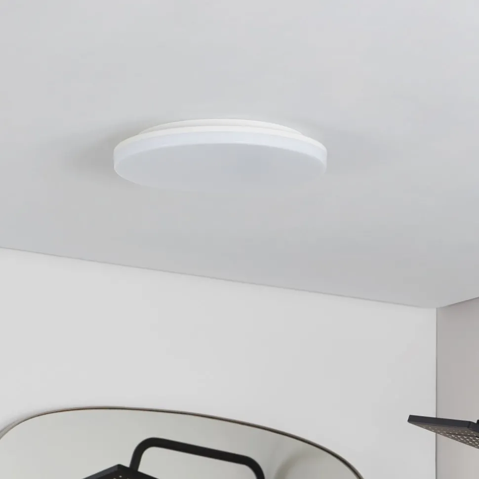 Prios LED-loftlampe Artin, Ø 33 cm, hvid, CCT, IP65
