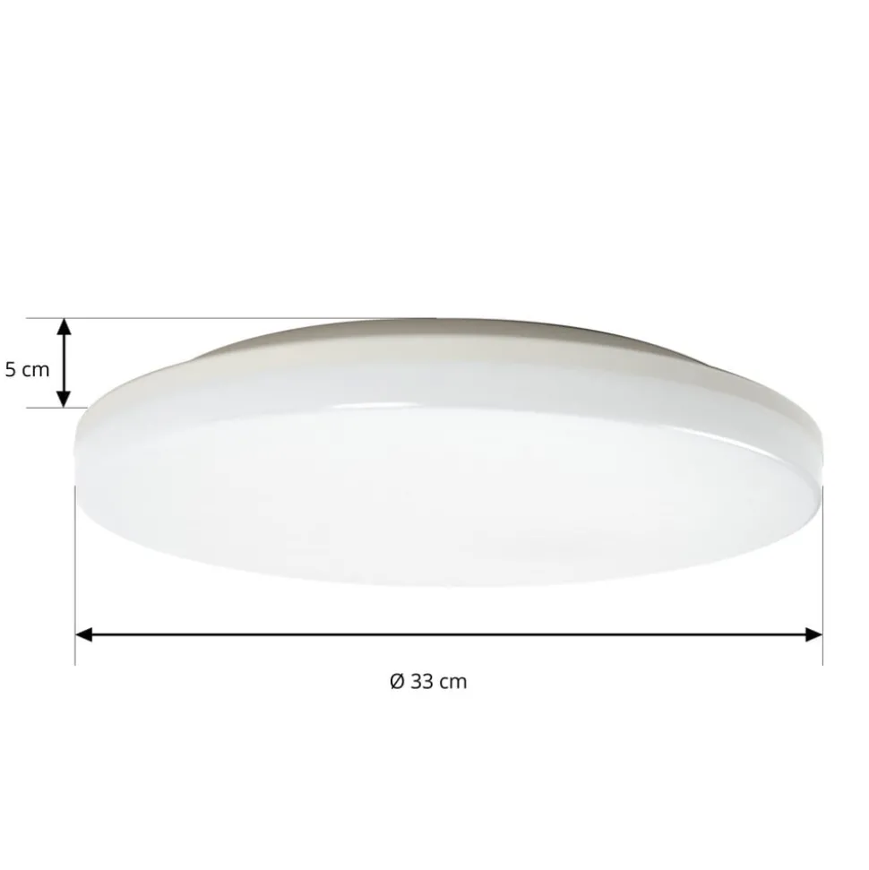 Prios LED-loftlampe Artin, Ø 33 cm, hvid, CCT, IP65