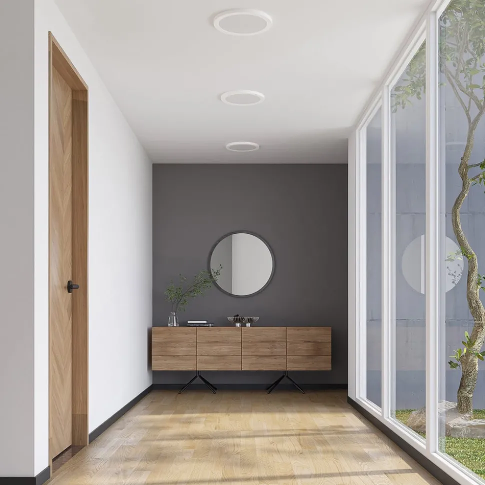 Prios LED-loftlampe Aureka, bevægelsessensor, Ø 33 cm, hvid