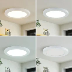 Prios LED-loftlampe Aureka, sæt med 2, sensor, Ø 23 cm, hvid