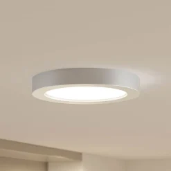 Prios LED-loftlampe Edwina, sølv, 25 cm, CCT, IP44