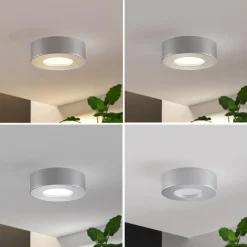 Prios LED-loftlampe Edwina, sølv, 12 cm, sæt med 2 stk