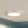 Prios LED-loftlampe Edwina, sølv, 23 cm, CCT, IP44