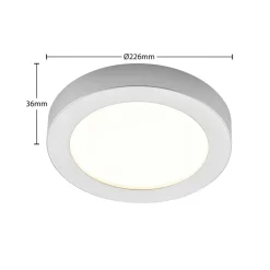 Prios LED-loftlampe Edwina, sølv, 23 cm, CCT, IP44