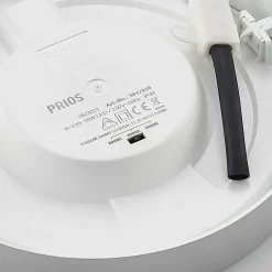 Prios LED-loftlampe Edwina, sølv, 23 cm, CCT, IP44