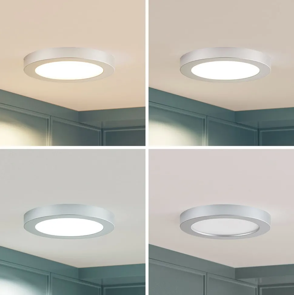 Prios LED-loftlampe Edwina, sølv, 23 cm, sæt med 2 stk