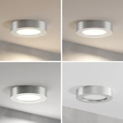 Prios LED-loftlampe Edwina, sølv, 18 cm, CCT, IP44