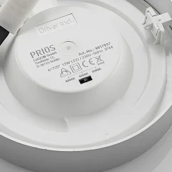 Prios LED-loftlampe Edwina, sølv, 18 cm, CCT, IP44