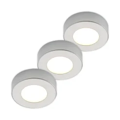 Prios LED-loftlampe Edwina, sølv, 12 cm, sæt med 3 stk