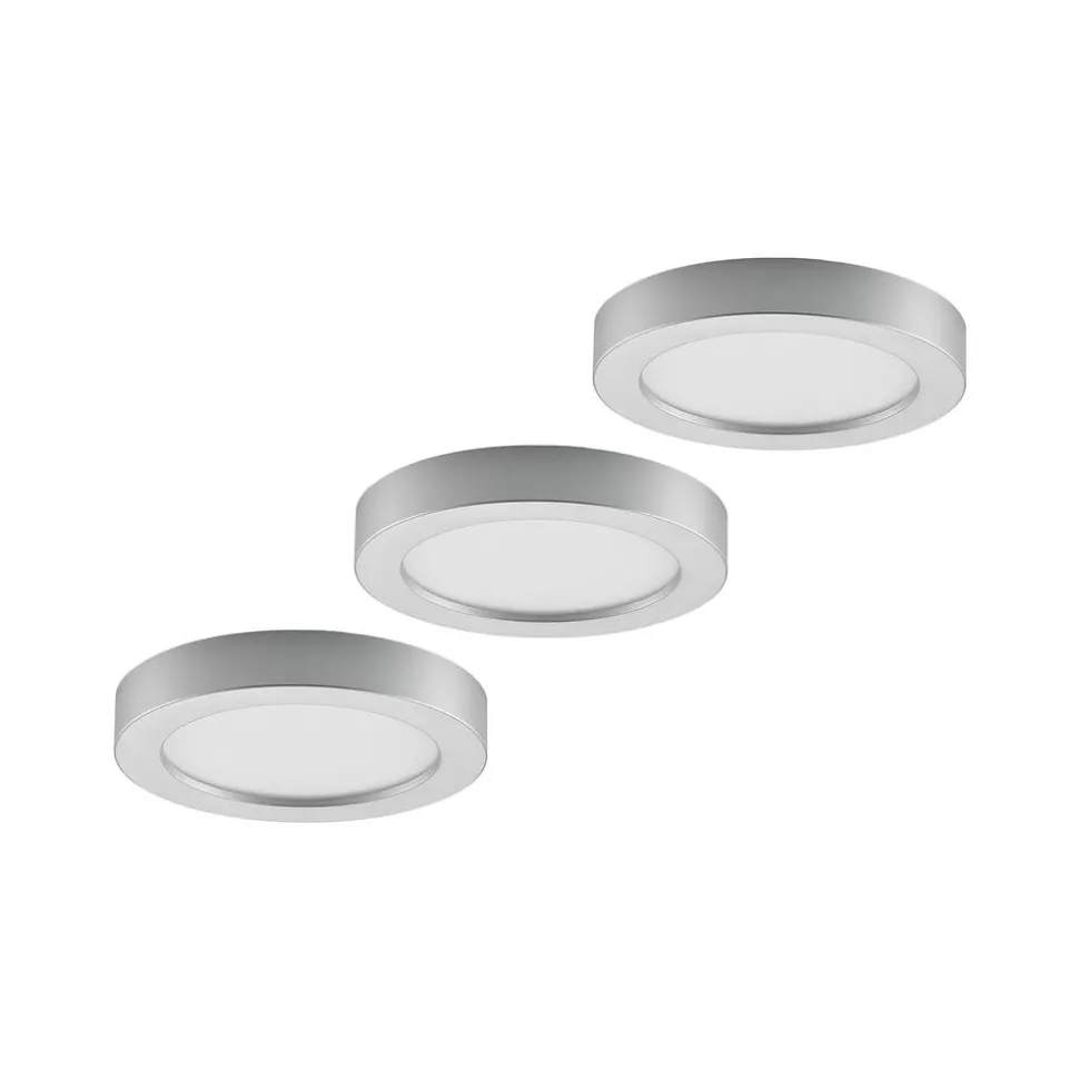 Prios LED-loftlampe Edwina, sølv, 23 cm, sæt med 3 stk