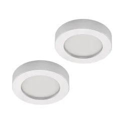 Prios LED-loftlampe Edwina, sølv, 18 cm, sæt med 2 stk