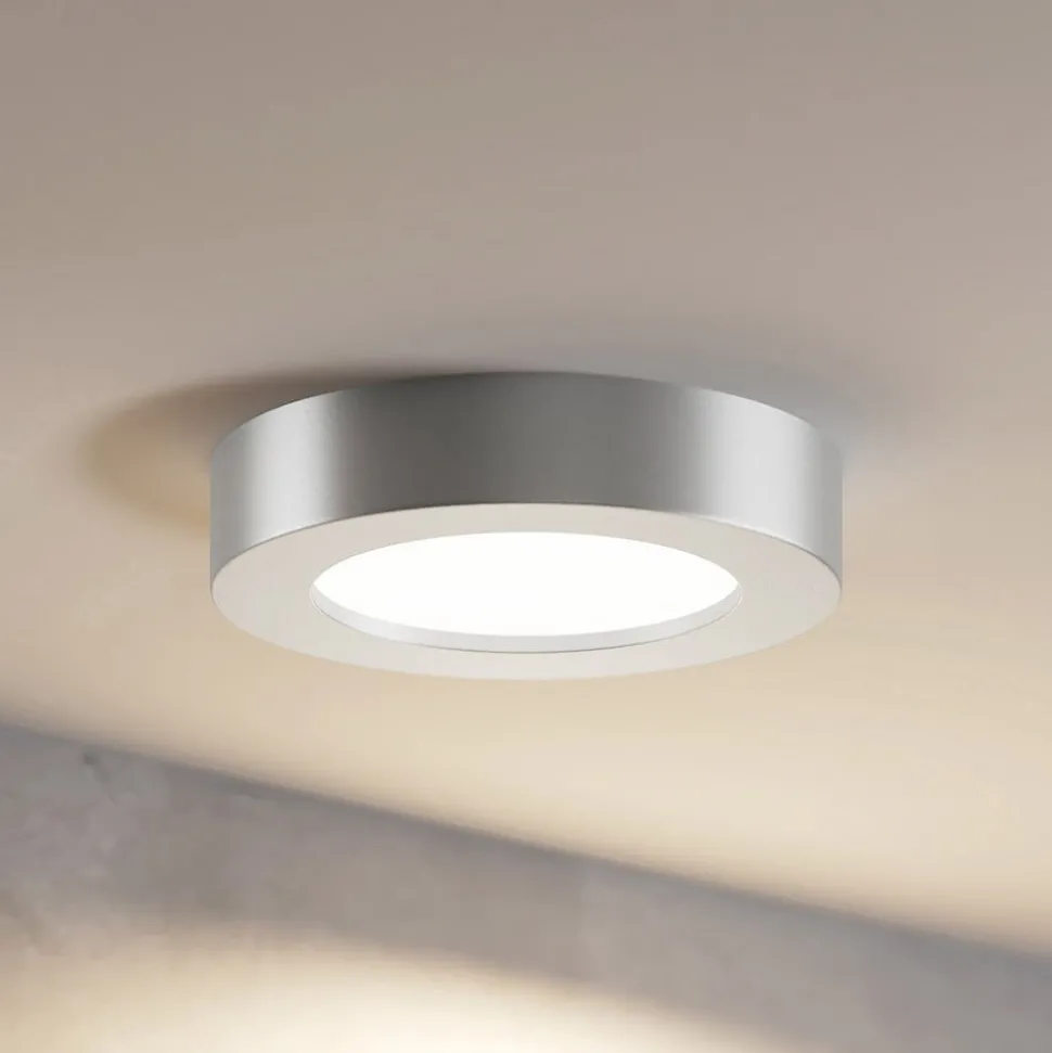 Prios LED-loftlampe Edwina, sølv, 18 cm, sæt med 2 stk