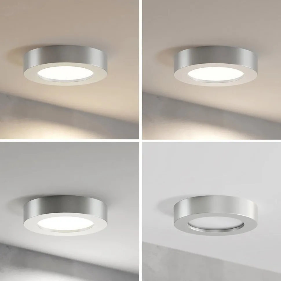 Prios LED-loftlampe Edwina, sølv, 18 cm, sæt med 2 stk