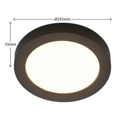 Prios LED-loftlampe Edwina, sort, 25 cm, CCT, IP44