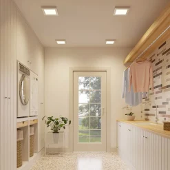 Prios LED-loftslampe Alette, sølv, 22,7 cm, 18W, dæmpbar
