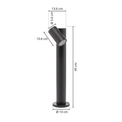 Prios Tulimar sokkellampe, 45 cm, antracit 1 lyskilde, metal