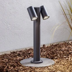 Prios Tulimar sokkellampe, 45 cm, antracit, 2 lyskilder, aluminium