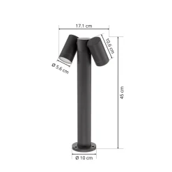 Prios Tulimar sokkellampe, 45 cm, antracit, 2 lyskilder, aluminium