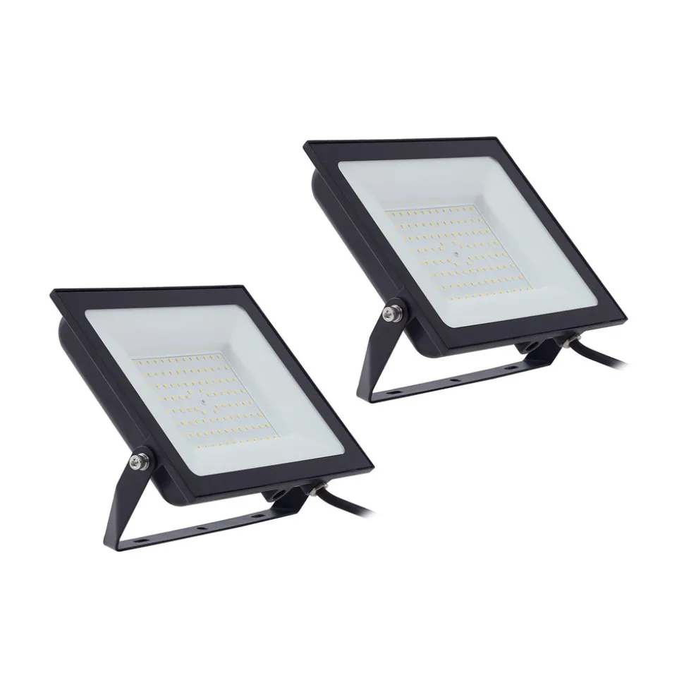 Prios udendørs LED-spot Maikel, 100 W, metal, 2 stk