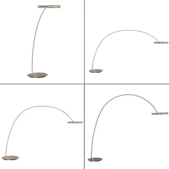 PURE LED-gulvlampe Loop-Bow, bronzefarvet, rækkevidde 290 cm