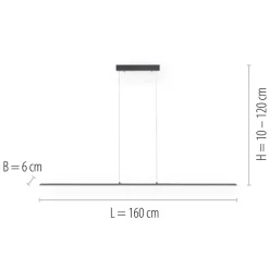 PURE LED hængelampe Lite, antracit, 160 cm, CCT, dæmpbar