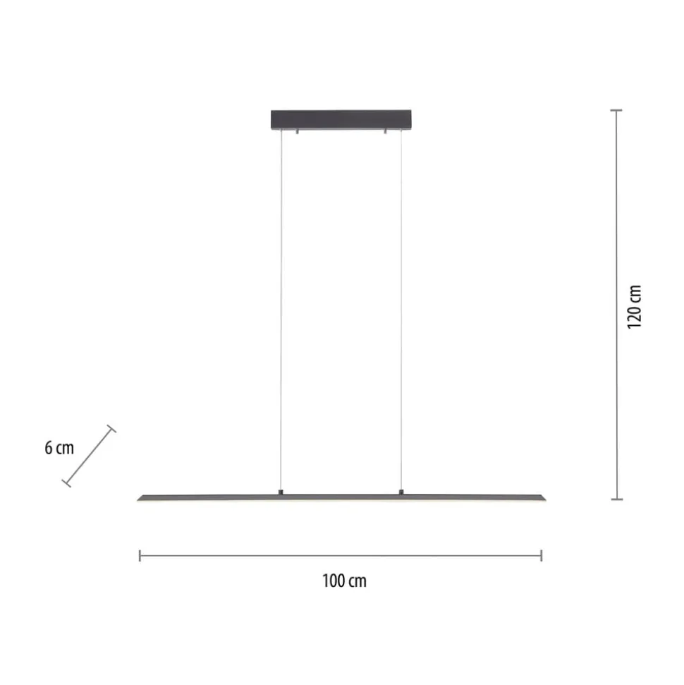 PURE LED hængelampe Lite, antracit, 100 cm, CCT, dæmpbar
