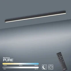 PURE LED-loftlampe Lines, 110 cm, antracit, CCT, fjernbetjening