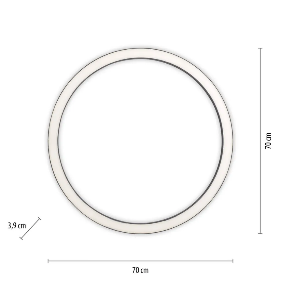 PURE LED-loftlampe Lines, Ø 70 cm, antracit, CCT, fjernbetjening
