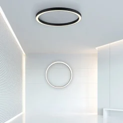 PURE LED-loftlampe Lines, Ø 70 cm, antracit, CCT, fjernbetjening