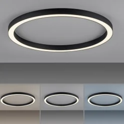 PURE LED-loftlampe Lines, Ø 70 cm, antracit, CCT, fjernbetjening