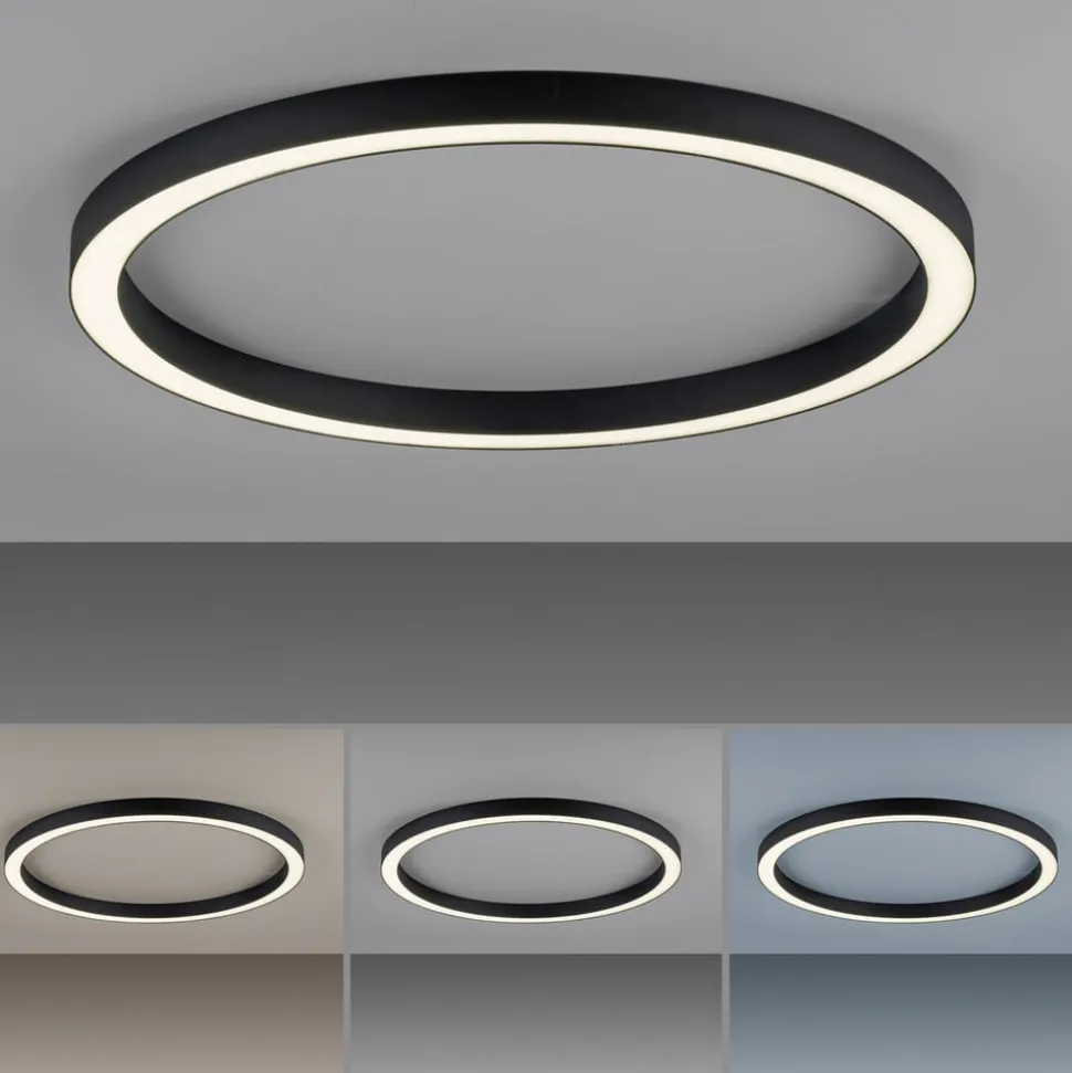 PURE LED-loftlampe Lines, Ø 70 cm, antracit, CCT, fjernbetjening