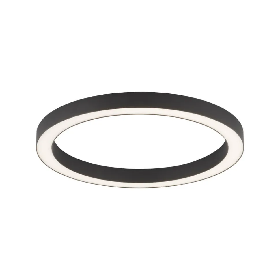 PURE LED-loftlampe Lines, Ø 50 cm, antracit, CCT, fjernbetjening