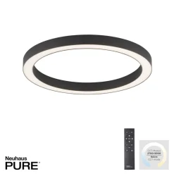 PURE LED-loftlampe Lines, Ø 50 cm, antracit, CCT, fjernbetjening
