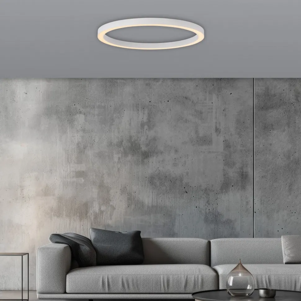 PURE LED-loftlampe Lines, Ø 70 cm, hvid, CCT-fjernbetjening