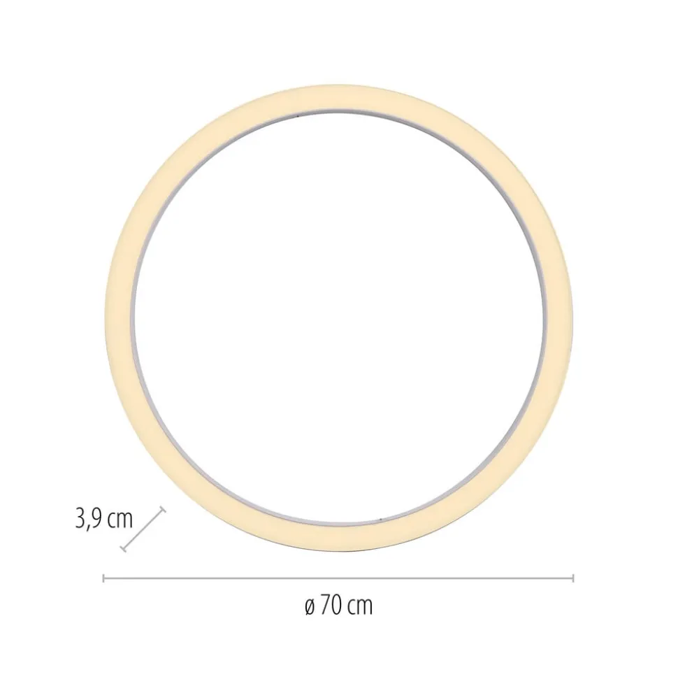PURE LED-loftlampe Lines, Ø 70 cm, hvid, CCT-fjernbetjening