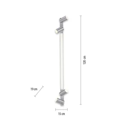 PURE LED-loftlampe Lines, 120 cm, sølv, fjernbetjening