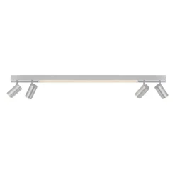 PURE LED-loftlampe Lines, 120 cm, sølv, fjernbetjening