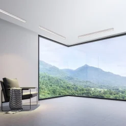 PURE LED-loftlampe Lines, 110 cm, sølv, CCT, fjernbetjening
