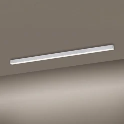PURE LED-loftlampe Lines, 110 cm, sølv, CCT, fjernbetjening