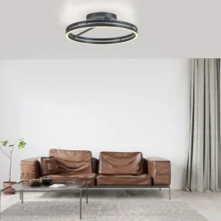 PURE LED-loftlampe Loop, grå, metal, Ø 60 cm, CCT