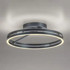PURE LED-loftlampe Loop, grå, metal, Ø 60 cm, CCT